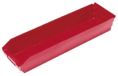 Quantum Storage - 50 Lb. Load Capacity, 23-5/8" Deep, Red Polypropylene Hopper Shelf Bin - 4" High x 6-5/8" Wide x 23-5/8" Long - Makers Industrial Supply