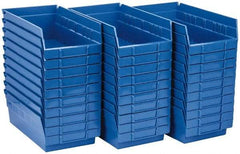 Quantum Storage - 50 Lb. Load Capacity, 11-5/8" Deep, Blue Polypropylene Hopper Shelf Bin - 4" High x 6-5/8" Wide x 11-5/8" Long - Makers Industrial Supply