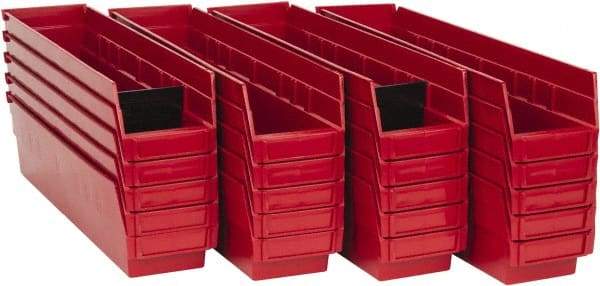 Quantum Storage - 50 Lb. Load Capacity, 17-7/8" Deep, Red Polypropylene Hopper Shelf Bin - 4" High x 4-1/8" Wide x 17-7/8" Long - Makers Industrial Supply