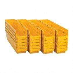 Quantum Storage - 50 Lb. Load Capacity, 17-7/8" Deep, Yellow Polypropylene Hopper Shelf Bin - 4" High x 4-1/8" Wide x 17-7/8" Long - Makers Industrial Supply