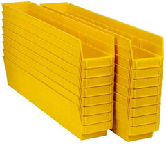 Quantum Storage - 50 Lb. Load Capacity, 23-5/8" Deep, Yellow Polypropylene Hopper Shelf Bin - 4" High x 4-1/8" Wide x 23-5/8" Long - Makers Industrial Supply