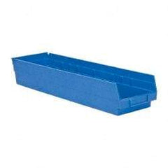 Quantum Storage - 50 Lb. Load Capacity, 23-5/8" Deep, Blue Polypropylene Hopper Shelf Bin - 4" High x 6-5/8" Wide x 23-5/8" Long - Makers Industrial Supply