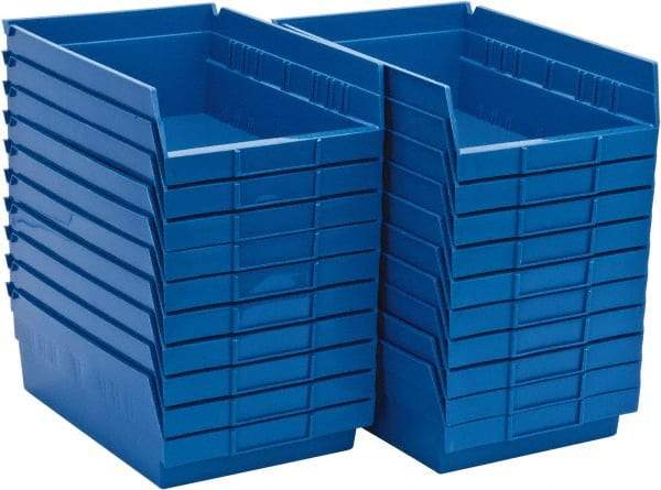 Quantum Storage - 50 Lb. Load Capacity, 11-5/8" Deep, Blue Polypropylene Hopper Shelf Bin - 4" High x 8-3/8" Wide x 11-5/8" Long - Makers Industrial Supply