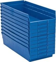 Quantum Storage - 50 Lb. Load Capacity, 17-7/8" Deep, Blue Polypropylene Hopper Shelf Bin - 4" High x 8-3/8" Wide x 17-7/8" Long - Makers Industrial Supply