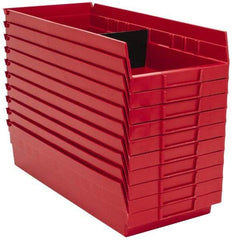 Quantum Storage - 50 Lb. Load Capacity, 17-7/8" Deep, Red Polypropylene Hopper Shelf Bin - 4" High x 8-3/8" Wide x 17-7/8" Long - Makers Industrial Supply