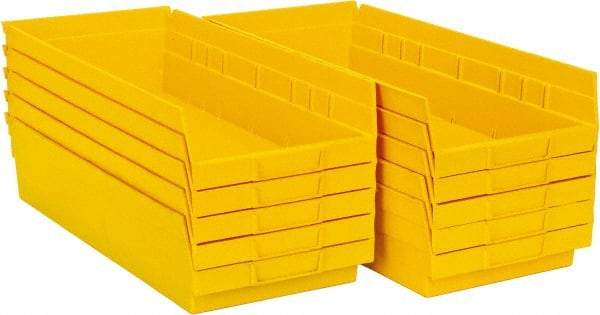 Quantum Storage - 50 Lb. Load Capacity, 17-7/8" Deep, Yellow Polypropylene Hopper Shelf Bin - 4" High x 8-3/8" Wide x 17-7/8" Long - Makers Industrial Supply