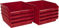 Quantum Storage - 50 Lb. Load Capacity, 11-5/8" Deep, Red Polypropylene Hopper Shelf Bin - 4" High x 11-1/8" Wide x 11-5/8" Long - Makers Industrial Supply