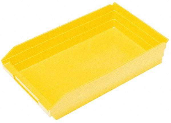 Quantum Storage - 50 Lb. Load Capacity, 17-7/8" Deep, Yellow Polypropylene Hopper Shelf Bin - 4" High x 11-1/8" Wide x 17-7/8" Long - Makers Industrial Supply