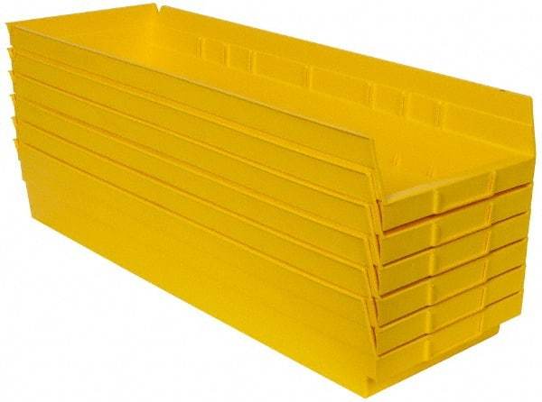 Quantum Storage - 50 Lb. Load Capacity, 23-5/8" Deep, Yellow Polypropylene Hopper Shelf Bin - 4" High x 8-3/8" Wide x 23-5/8" Long - Makers Industrial Supply