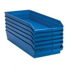 Quantum Storage - 50 Lb. Load Capacity, 23-5/8" Deep, Blue Polypropylene Hopper Shelf Bin - 4" High x 11-1/8" Wide x 23-5/8" Long - Makers Industrial Supply