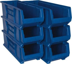 Quantum Storage - 100 Lb. Load Capacity, 23-7/8" Deep, Blue Polypropylene Hopper Stacking Bin - 7" High x 8-1/4" Wide x 23-7/8" Long - Makers Industrial Supply