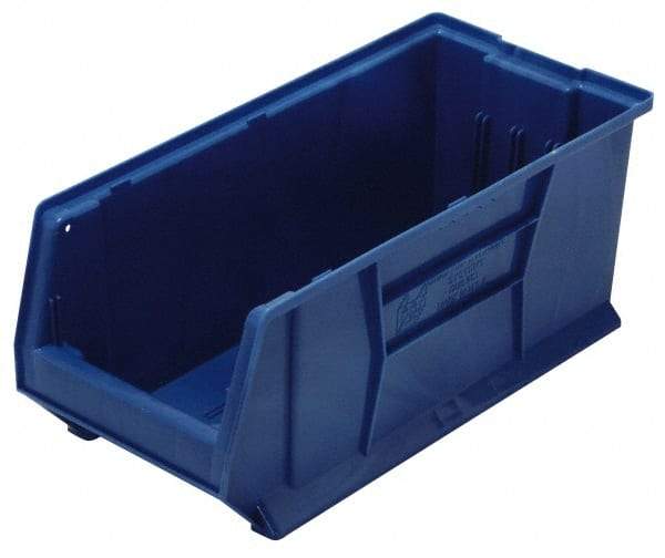 Quantum Storage - 100 Lb. Load Capacity, 23-7/8" Deep, Blue Polypropylene Hopper Stacking Bin - 9" High x 8-1/4" Wide x 23-7/8" Long - Makers Industrial Supply