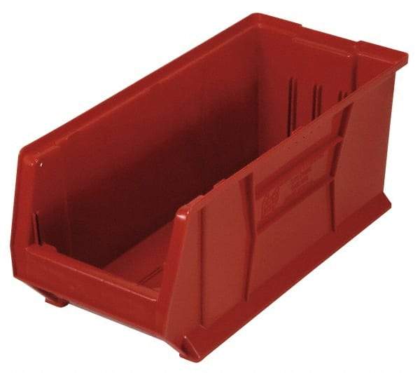 Quantum Storage - 100 Lb. Load Capacity, 23-7/8" Deep, Red Polypropylene Hopper Stacking Bin - 9" High x 8-1/4" Wide x 23-7/8" Long - Makers Industrial Supply