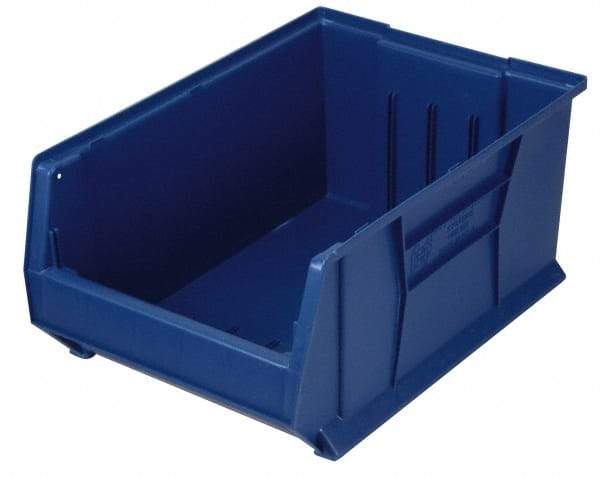 Quantum Storage - 100 Lb. Load Capacity, 23-7/8" Deep, Blue Polypropylene Hopper Stacking Bin - 7" High x 11" Wide x 23-7/8" Long - Makers Industrial Supply