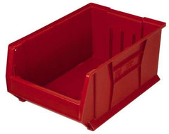 Quantum Storage - 100 Lb. Load Capacity, 23-7/8" Deep, Red Polypropylene Hopper Stacking Bin - 7" High x 11" Wide x 23-7/8" Long - Makers Industrial Supply