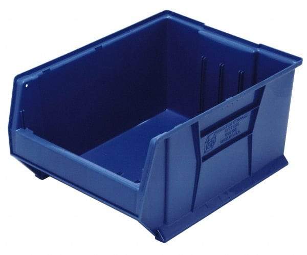 Quantum Storage - 100 Lb. Load Capacity, 23-7/8" Deep, Blue Polypropylene Hopper Stacking Bin - 11" High x 16-1/2" Wide x 23-7/8" Long - Makers Industrial Supply