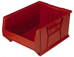 Quantum Storage - 100 Lb. Load Capacity, 23-7/8" Deep, Red Polypropylene Hopper Stacking Bin - 12" High x 18-1/4" Wide x 23-7/8" Long - Makers Industrial Supply