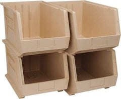 Quantum Storage - 75 Lb. Load Capacity, 18" Deep, Ivory Polypropylene Hopper Stacking Bin - 10" High x 11" Wide x 18" Long - Makers Industrial Supply