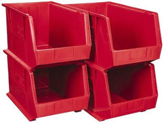 Quantum Storage - 75 Lb. Load Capacity, 18" Deep, Red Polypropylene Hopper Stacking Bin - 10" High x 11" Wide x 18" Long - Makers Industrial Supply