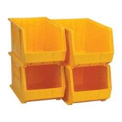 Quantum Storage - 75 Lb. Load Capacity, 18" Deep, Yellow Polypropylene Hopper Stacking Bin - 10" High x 11" Wide x 18" Long - Makers Industrial Supply