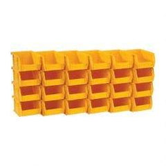 Quantum Storage - 10 Lb. Load Capacity, 5-3/8" Deep, Yellow Polypropylene Hopper Stacking Bin - 3" High x 4-1/8" Wide x 5-3/8" Long - Makers Industrial Supply