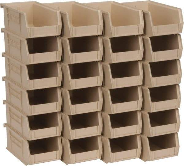 Quantum Storage - 10 Lb. Load Capacity, 7-3/8" Deep, Ivory Polypropylene Hopper Stacking Bin - 3" High x 4-1/8" Wide x 7-3/8" Long - Makers Industrial Supply