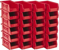 Quantum Storage - 10 Lb. Load Capacity, 7-3/8" Deep, Red Polypropylene Hopper Stacking Bin - 3" High x 4-1/8" Wide x 7-3/8" Long - Makers Industrial Supply