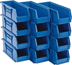 Quantum Storage - 30 Lb. Load Capacity, 10-7/8" Deep, Blue Polypropylene Hopper Stacking Bin - 4" High x 4-1/8" Wide x 10-7/8" Long - Makers Industrial Supply