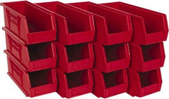 Quantum Storage - 30 Lb. Load Capacity, 10-7/8" Deep, Red Polypropylene Hopper Stacking Bin - 4" High x 4-1/8" Wide x 10-7/8" Long - Makers Industrial Supply