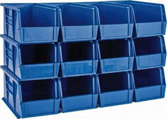 Quantum Storage - 30 Lb. Load Capacity, 10-7/8" Deep, Blue Polypropylene Hopper Stacking Bin - 5" High x 5-1/2" Wide x 10-7/8" Long - Makers Industrial Supply