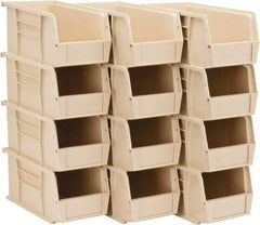 Quantum Storage - 30 Lb. Load Capacity, 10-7/8" Deep, Ivory Polypropylene Hopper Stacking Bin - 5" High x 5-1/2" Wide x 10-7/8" Long - Makers Industrial Supply