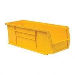 Quantum Storage - 50 Lb. Load Capacity, 14-3/4" Deep, Yellow Polypropylene Hopper Stacking Bin - 5" High x 5-1/2" Wide x 14-3/4" Long - Makers Industrial Supply