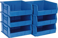 Quantum Storage - 50 Lb. Load Capacity, 10-7/8" Deep, Blue Polypropylene Hopper Stacking Bin - 5" High x 11" Wide x 10-7/8" Long - Makers Industrial Supply