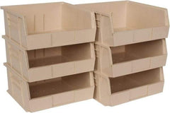 Quantum Storage - 50 Lb. Load Capacity, 10-7/8" Deep, Ivory Polypropylene Hopper Stacking Bin - 5" High x 11" Wide x 10-7/8" Long - Makers Industrial Supply