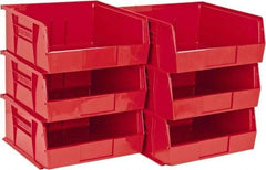 Quantum Storage - 50 Lb. Load Capacity, 10-7/8" Deep, Red Polypropylene Hopper Stacking Bin - 5" High x 11" Wide x 10-7/8" Long - Makers Industrial Supply