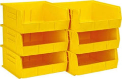 Quantum Storage - 50 Lb. Load Capacity, 10-7/8" Deep, Yellow Polypropylene Hopper Stacking Bin - 5" High x 11" Wide x 10-7/8" Long - Makers Industrial Supply