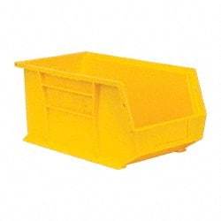 Quantum Storage - 60 Lb. Load Capacity, 14-3/4" Deep, Yellow Polypropylene Hopper Stacking Bin - 7" High x 8-1/4" Wide x 14-3/4" Long - Makers Industrial Supply