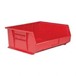 Quantum Storage - 75 Lb. Load Capacity, 14-3/4" Deep, Red Polypropylene Hopper Stacking Bin - 7" High x 16-1/2" Wide x 14-3/4" Long - Makers Industrial Supply