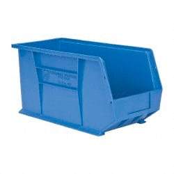 Quantum Storage - 60 Lb. Load Capacity, 18" Deep, Blue Polypropylene Hopper Stacking Bin - 9" High x 8-1/4" Wide x 18" Long - Makers Industrial Supply