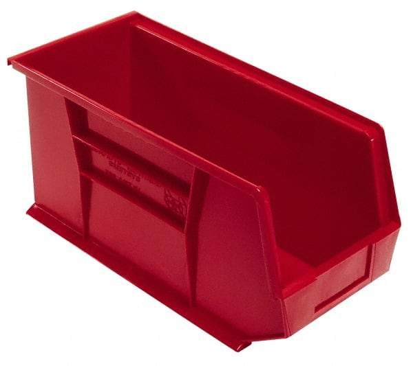 Quantum Storage - 60 Lb. Load Capacity, 18" Deep, Red Polypropylene Hopper Stacking Bin - 9" High x 8-1/4" Wide x 18" Long - Makers Industrial Supply