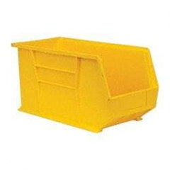 Quantum Storage - 60 Lb. Load Capacity, 18" Deep, Yellow Polypropylene Hopper Stacking Bin - 9" High x 8-1/4" Wide x 18" Long - Makers Industrial Supply