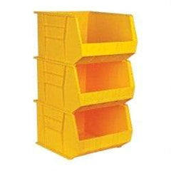 Quantum Storage - 75 Lb. Load Capacity, 18" Deep, Yellow Polypropylene Hopper Stacking Bin - 11" High x 16-1/2" Wide x 18" Long - Makers Industrial Supply