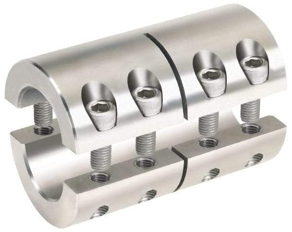 Climax Metal Products - 5/8 x 1/2" Bore, Stainless Steel, Two Piece Two Piece Split Shaft Collar - 1-5/16" Outside Diam, 2" Wide - Makers Industrial Supply