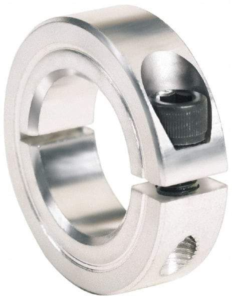 Climax Metal Products - 1/8" Bore, Aluminum, One Piece One Piece Split Shaft Collar - 5/8" Outside Diam, 9/32" Wide - Makers Industrial Supply