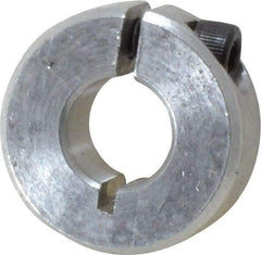 Climax Metal Products - 3/8" Bore, Aluminum, One Piece One Piece Split Shaft Collar - 7/8" Outside Diam, 11/32" Wide - Makers Industrial Supply