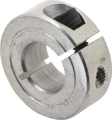 Climax Metal Products - 9/16" Bore, Aluminum, One Piece One Piece Split Shaft Collar - 1-1/4" Outside Diam, 7/16" Wide - Makers Industrial Supply