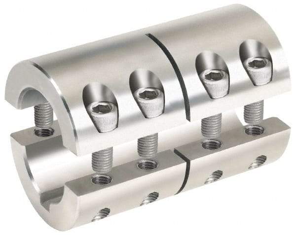 Climax Metal Products - 5/8 x 1/2" Bore, Stainless Steel, With Keyway Two Piece Split Shaft Collar - 1-5/16" Outside Diam, 2" Wide - Makers Industrial Supply