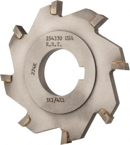 Made in USA - 3" Diam x 1/4" Width of Cut, 8 Teeth, Carbide Tipped Side Milling Cutter - Straight Teeth, Uncoated - Makers Industrial Supply