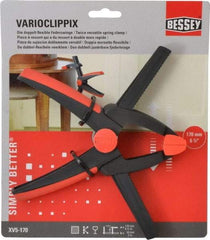 Bessey - 6-1/2" Jaw Opening Capacity, 2" Throat Depth, Double Variable Jaw, Spring Clamp - Plastic Body, Plastic Handle, Plastic Tip, 9" OAL - Makers Industrial Supply