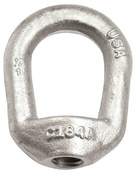 Gibraltar - 840 Lb Capacity, 5/16-18 Thread, Self Colored, Carbon Steel Regular Duty Lifting Eye Nut - Grade C-1030, 1-11/16" High, 3/4" Inside & 1-1/4" Outside Eye Diam, 1-1/4" Bell/Base Width - Makers Industrial Supply